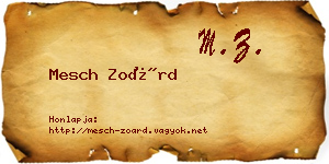 Mesch Zoárd névjegykártya